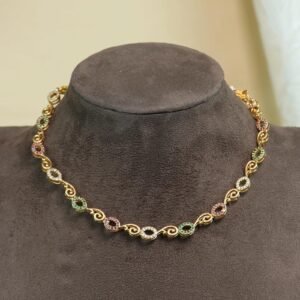 Kanakamala Diamond Replica Brass Necklace | Lightweight AD Stone | Multicolour