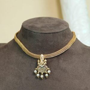 Venkateshwari Temple Choker Set | Lightweight Brass AD Stone