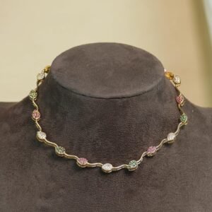 Hiranyamala Diamond Replica Brass Necklace | Lightweight AD Stone | Multicolour