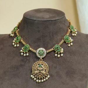 Muktamala Pearl Necklace Set | South Indian Jewellery | Green