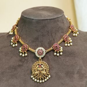 Muktamala Pearl Necklace Set | South Indian Jewellery | Red