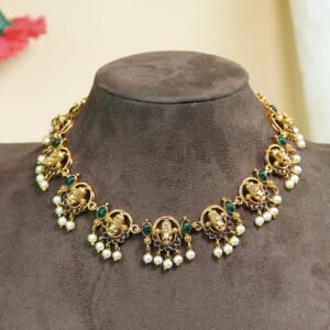 Venkateshwara Heritage Necklace Set | Kemp & Pearl Work Temple Jewellery