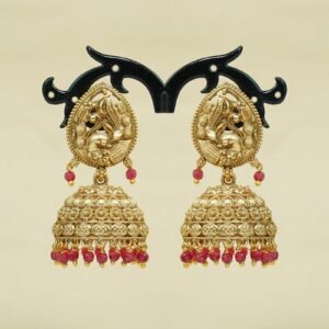 Navika Peacock Flower Jhumka | Lightweight Colourful Earring | Red